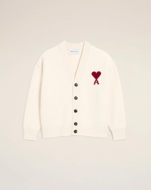 아* 빅 하트 로고 울 혼방 브이넥 가디건 1686365-3