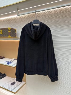 셀린* 마차 로고 자수 벨벳 후드 집업 블랙 1687566 - 이미지 3