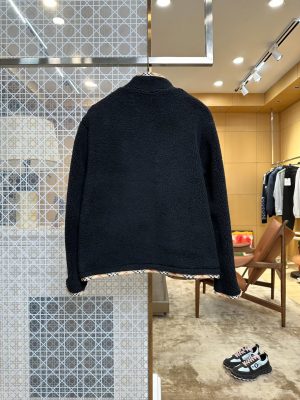 버버* 체크 트리밍 울 보아 집업 재킷 3787932 - 이미지 3